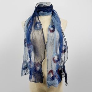 Nuno Felted Dot Scarf Silk Sheer Blue